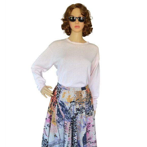 Vintage y2k J. Crew Pastel Pale Pink Crew Neck Sweater Womens Size M Preppy - Picture 1 of 6